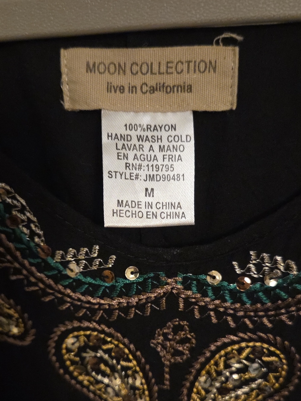 Black Butterfly Sequin Tunic Top